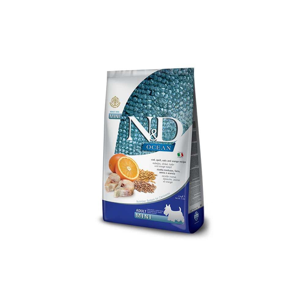 N&D Ocean Dog Merluzzo, Farro, Avena E Arancia Adult Mini Kg.7