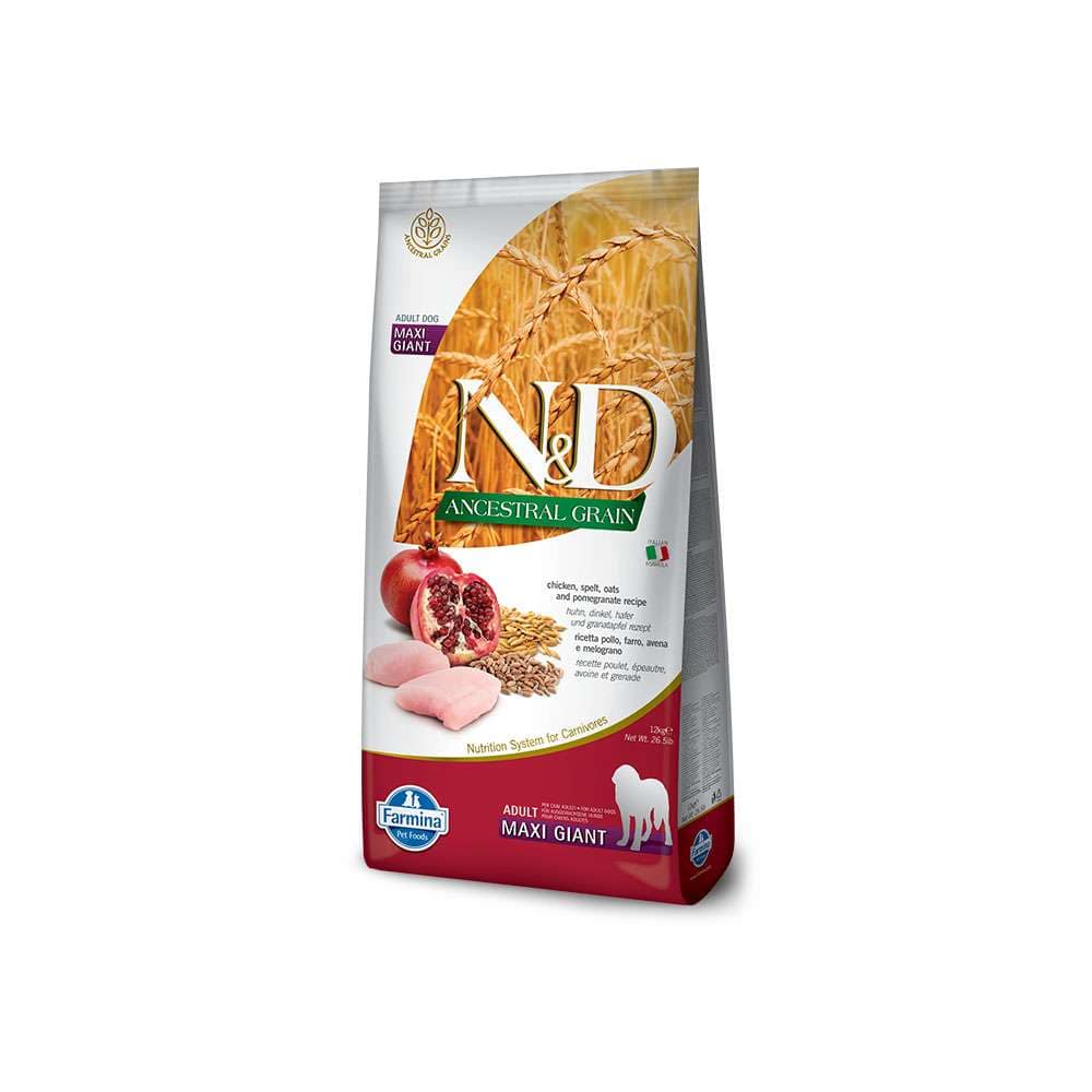 N&D Ancest Dog Chick Spelt Oats Pomeg Adult Maxi Giant Kg 12