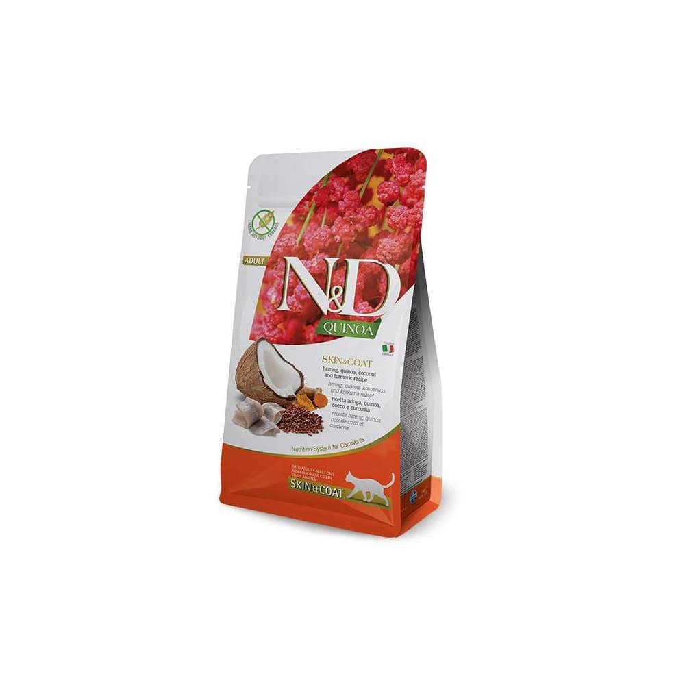 N&D Quinoa Cat Skin &Coat Aringa, Cocco E Curcuma Adult 5Kg.